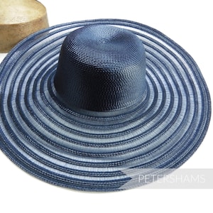 Polybraidkrona med randig kantbrätte XL Capeline hattkropp - 13" för hatttillverkning och hatttillverkning - Marinblå