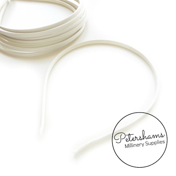 Ivory or Black Satin Ribbon Wrapped 3.5mm Metal Headband Hair Band for Millinery