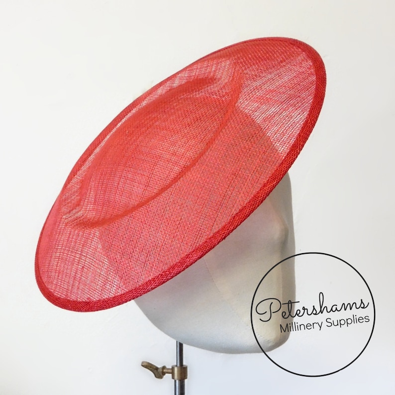 Extra Large 29cm Round Saucer Plate Sinamay Fascinator Hat Base for Millinery Poppy Red