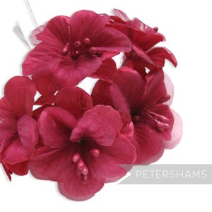 5 Satin & Organza künstliche Mini Hibiskus Blume Plektrum für Hutmacherei, Fascinator - Pink