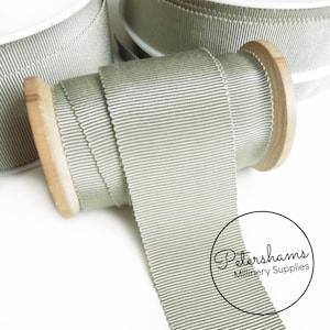 Pale Sage French Millinery Petersham Ribbon 3 Sizes (15mm No.3, 25mm No.5, 40mm No.10)