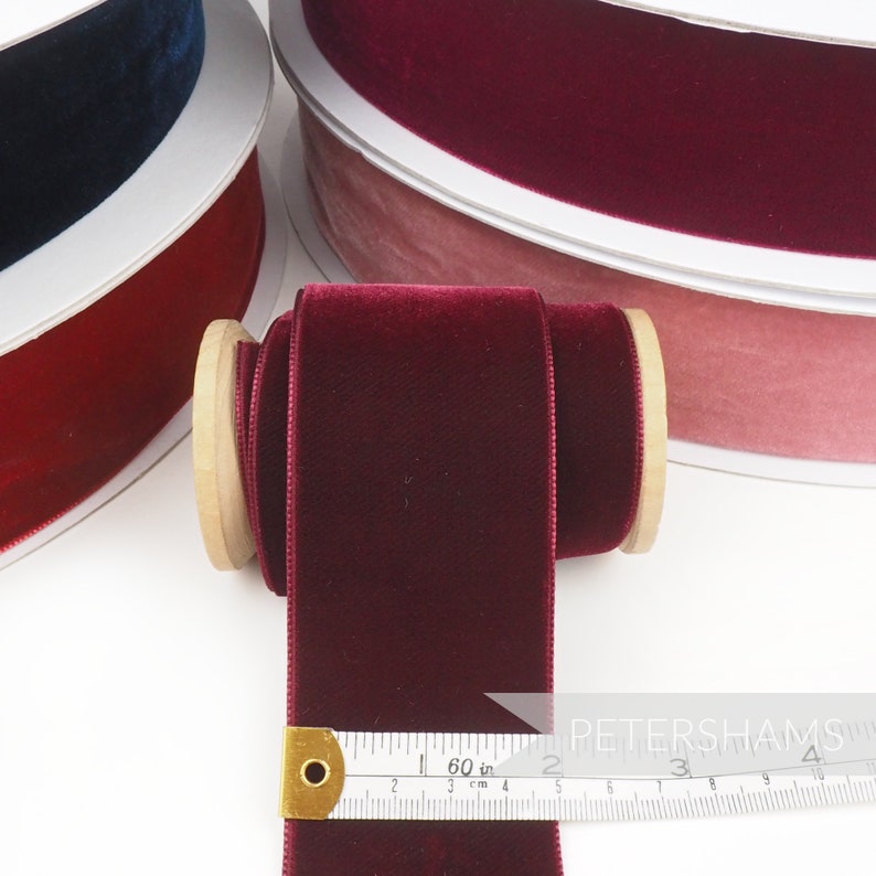 50mm French Velvet Ribbon for Millinery, Hat Trimming & Crafts 1 metre 1.09 yards Vintage Mint 画像 4