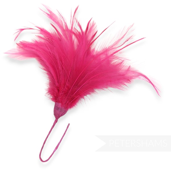 Garniture de montage de chapeau Fluffy Goose Biot & Hackle Feather pour fascinateurs, bouquets de mariage et confection de chapeaux - Rose fuchsia