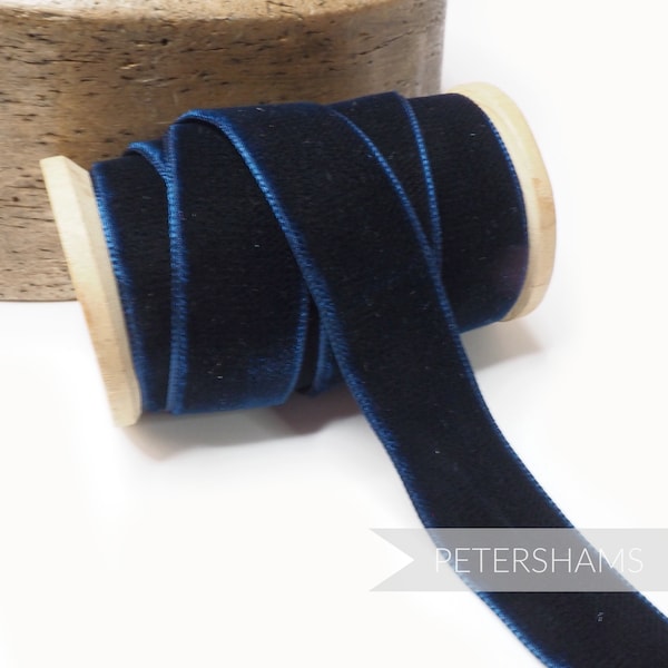 23mm French Velvet Ribbon for Millinery, Hat Trimming & Crafts 1 metre (1.09 yards) - Navy Blue