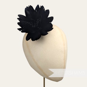Erin Goose Feather Lotus Flower Millinery Hat Mount - Black