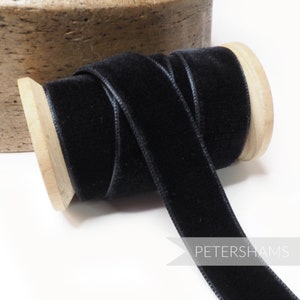 23 mm französisches Samtband für Hutmacherhandwerk 1 Meter - Schwarz