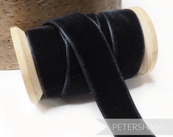 23mm French Velvet Ribbon for Millinery, Hat Trimming & Crafts 1 metre (1.09 yards) - Black