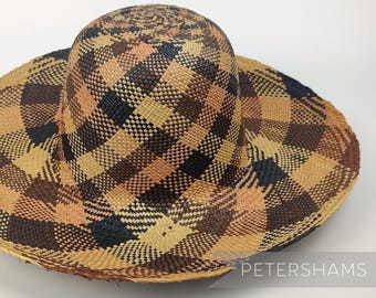 Double Swirl Vintage Ecuador Panama Straw Capeline Hat Body for Millinery and Hat Making - 12.5"