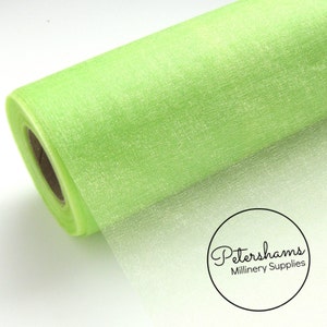29cm (11.4 Inch) Wide Shimmer Organza Fabric for Millinery & Crafts 1 Metre - Citrus Green