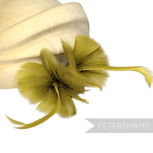 Flor de pluma de ganso doble pequeña color chartreuse para sombrerería y fabricación de sombreros
