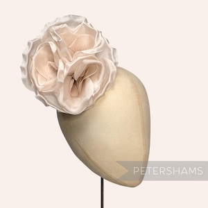 Champagne Silk 'Danielle' Large 15cm Rose Millinery Fascinator Flower Hat Mount