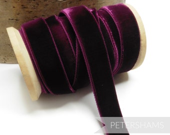 16mm Elastic Stretch Velvet Ribbon for Millinery, Hat Trimming & Crafts 1 metre (1.09 yards) - Bordeaux