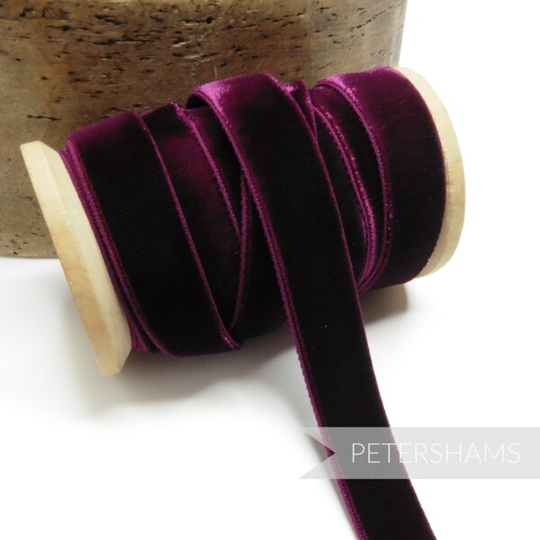 16mm Elastic Stretch Velvet Ribbon for Millinery, Hat Trimming & Crafts 1 metre (1.09 yards) - Bordeaux