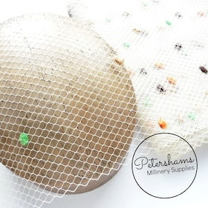 Vintage Dotted English 1960&#39;s / 1970&#39;s Millinery Hat Veiling 1m - Ivory with Multicolour Dots