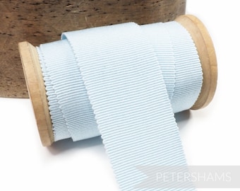 Light Blue 100% Cotton Millinery Petersham Ribbon 3 Sizes (15mm No.3, 25mm No.5, 35mm No.9) - 1m