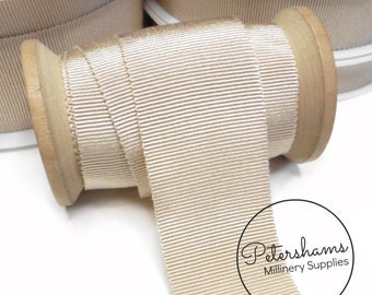 Light Beige French Millinery Petersham Ribbon 3 Sizes (15mm No.3, 25mm No.5, 40mm No.10)