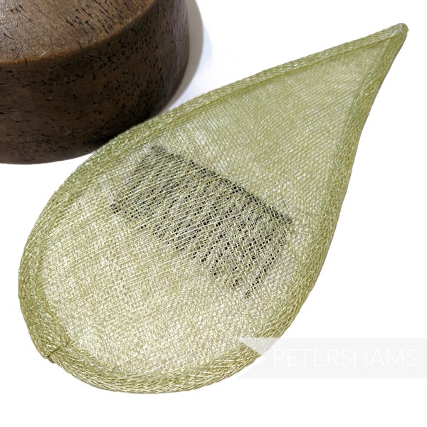 Base de chapeau Sinamay Fascinator entièrement câblée avec peigne - Teardrop - vert clair