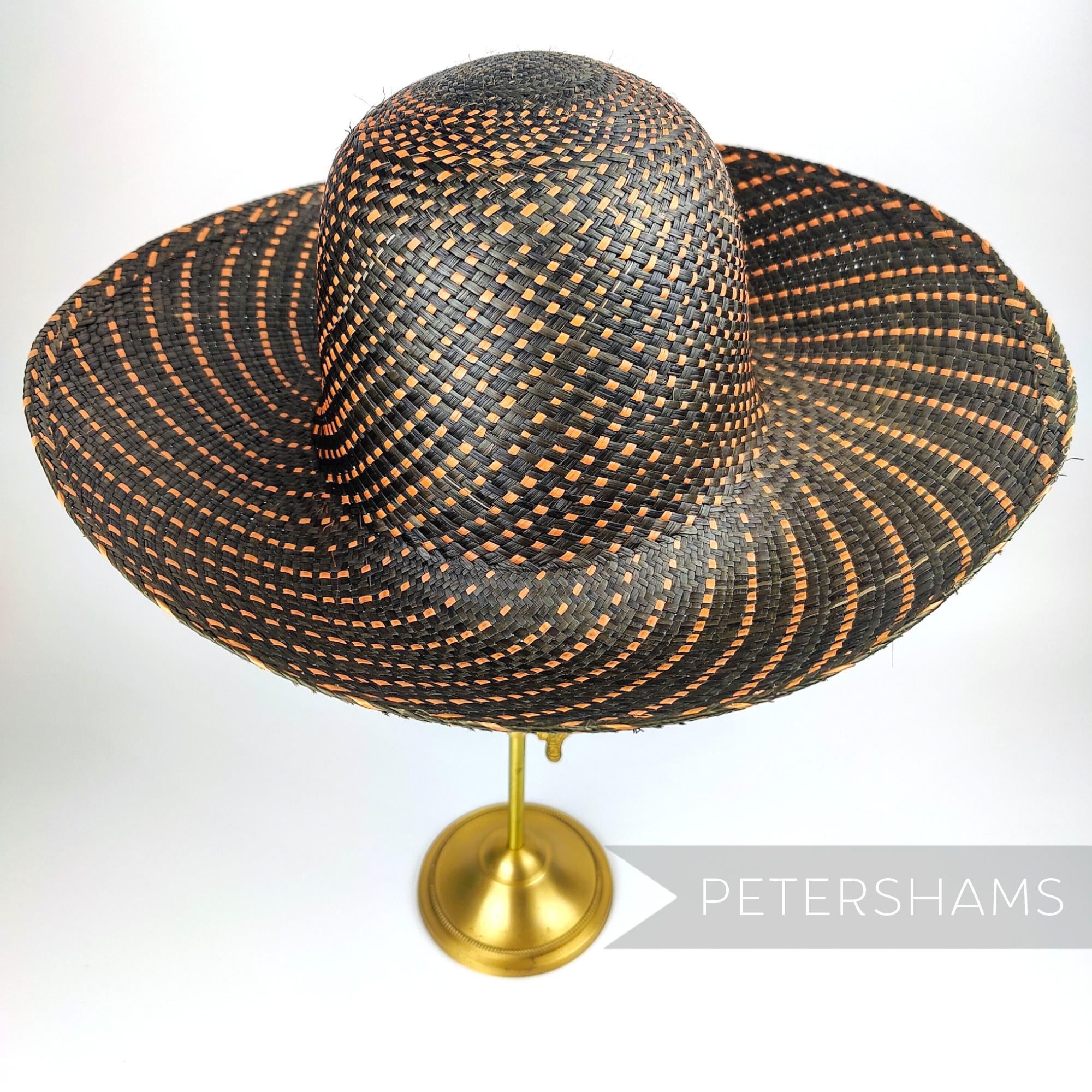 2トーン ヴィンテージ エクアドル パナマ ストロー ケープラインハット