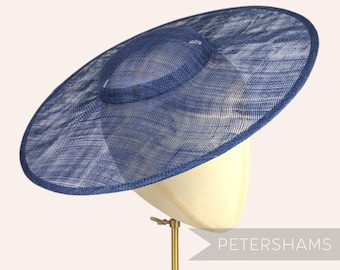 Navy Blue Cartwheel Sinamay Fascinator Hat Base for Millinery & Hat Making