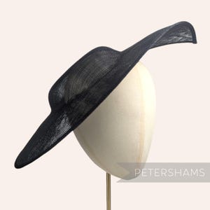 Extra Large Pointed Tip Sinamay Fascinator Hat Base for Millinery - Black