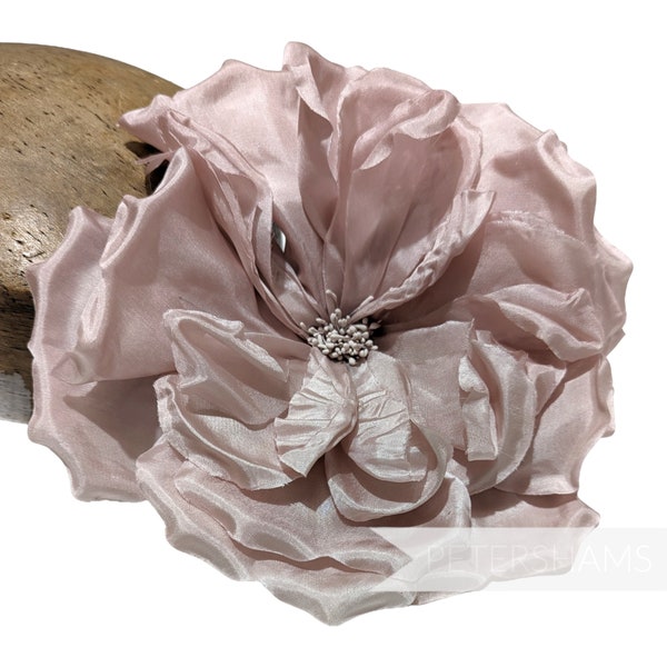 Seide 'Lucinda' Extra Groß 20cm Rose Hutmacher Fascinator Blume Huthalterung - Soft Blush
