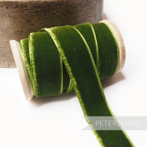 23 mm Frans fluwelen lint voor modevak, hoedenversiering en knutselwerk 1 meter (1,09 yards) - cactusgroen