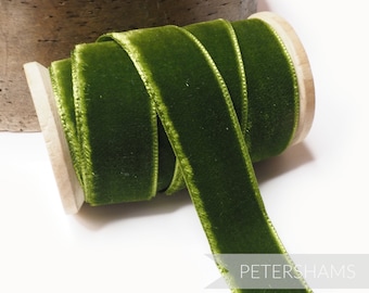 Cactus Green 23mm French Velvet Ribbon for Millinery, Hat Trimming & Crafts 1 metre (1.09 yards)