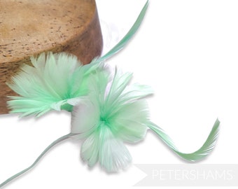 Petite Double Goose Feather Flower for Millinery & Hat Making - Mint Green