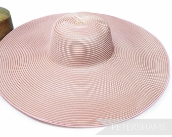 XL Striped 2-Tone Polybraid Millinery Capeline Hat Body for Hat Making - Rosa y Visón