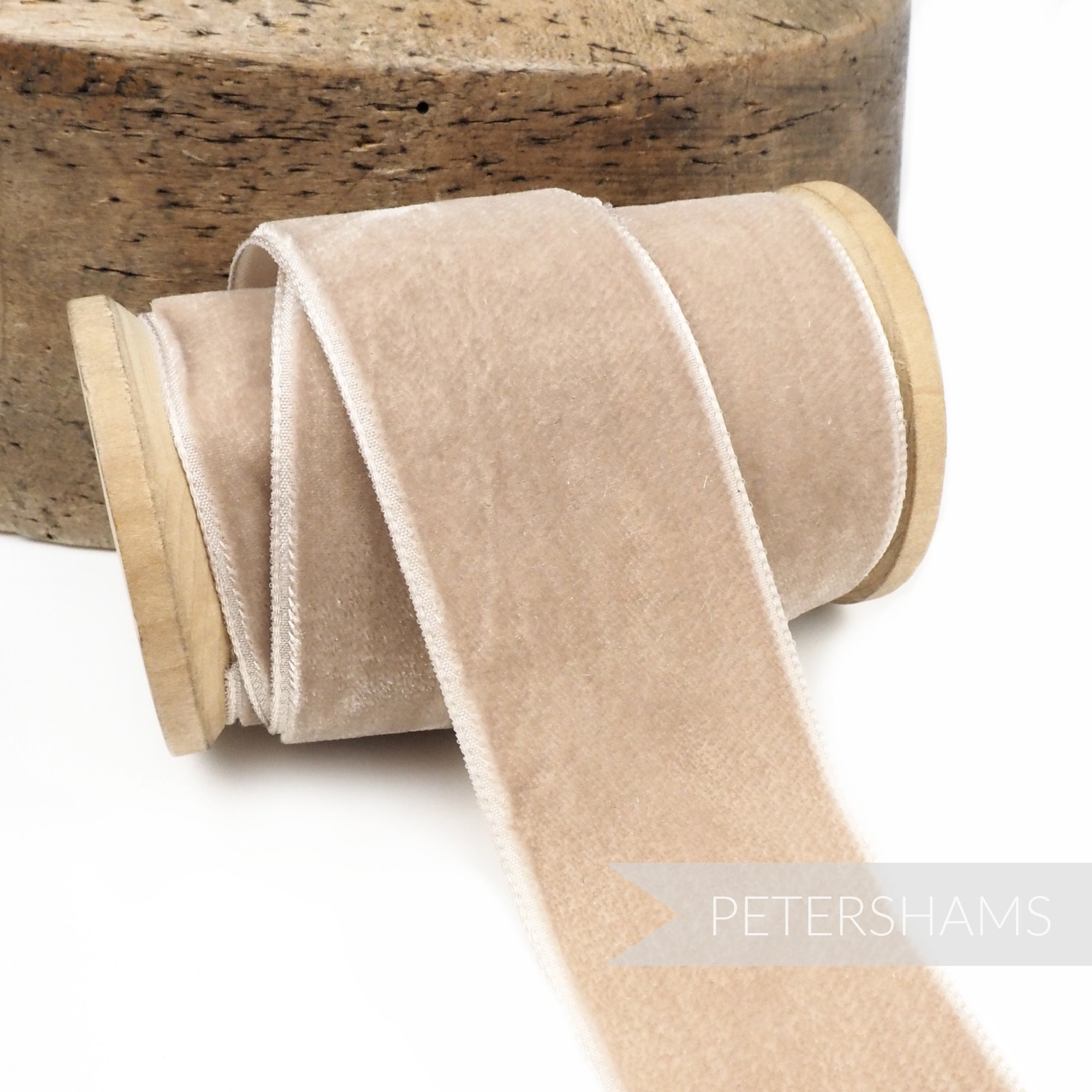 Silk chiffon ribbon 2.5cm width / Extra light bias cut silk ribbon /  DyeingHouseGallery DHG / 100% Silk chiffon / Color: Sand