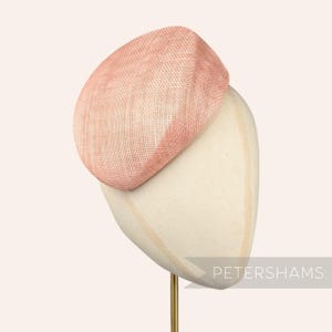 Sloped &#39;Betty&#39; Pillbox Sinamay Fascinator Hat Base for Millinery & Hat Making - Blush