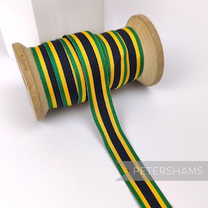Vintage 16mm Striped Grosgrain Ribbon for Hat Making 1m - Green, Yellow & Black