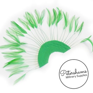 Stripped Hackle Feather Fan for Fascinators & Hat Making - Emerald Green