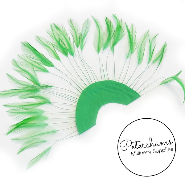 Stripped Hackle Feather Fan for Fascinators & Hat Making - Emerald Green