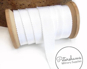 White French Millinery Petersham Ribbon 3 Sizes (15mm No.3, 25mm No.5, 40mm No.10)