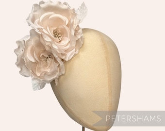 Champagne Silk 'Fiona' Double Rose Millinery Fascinator Flower Hat Mount