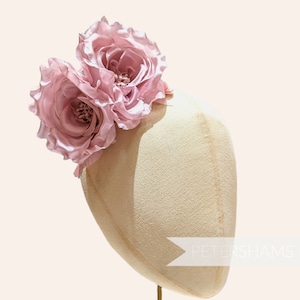 Seide &#39;Fiona&#39; Doppel Rose Hutmacher Fascinator Blume Hut Halterung - Altrosa