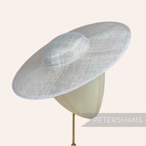 Metallic Lurex Cartwheel Sinamay Fascinator Base for Millinery & Hat Making - Pale Grey with Silver