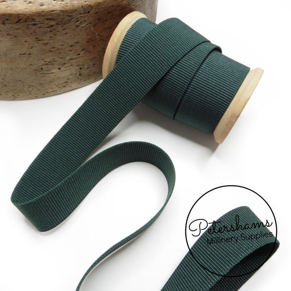 May Arts 1cm Wide Ribbon, Green Grosgrain Stripe