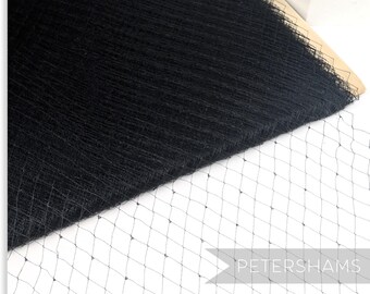 Vintage 'Bridget' 1950s/60s Black Silk Dotty-Effect Veiling - 1m