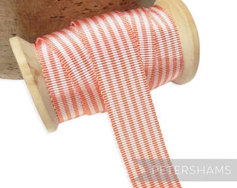 Peach 25mm No.5 Simple Striped Millinery Petersham Hat Ribbon for Hat Making - 1m