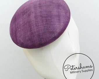 17cm Rond Sinamay Button Fascinator Hat Base pour la fabrication de chapellerie et de chapeau - Plum