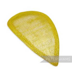 Gelbe Teardrop Sinamay Fascinator-Hutbasis für Hutmacherkunst & Hutherstellung