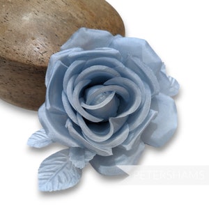 Silk &#39;Kelly&#39; 14cm Rose Millinery Fascinator Flower Hat Mount - Light Blue