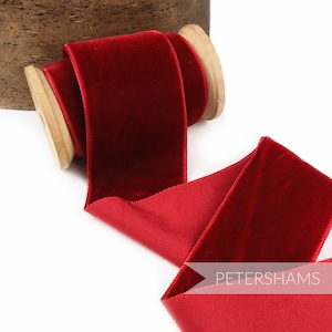 50 mm französisches Samtband für Kopfschmuck, Hutbesatz & Kunsthandwerk 1 Meter (1.09 yards) - Dunkelrot
