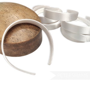 24mm Satin Covered Plastic Headbands for Fascinators & Millinery - White