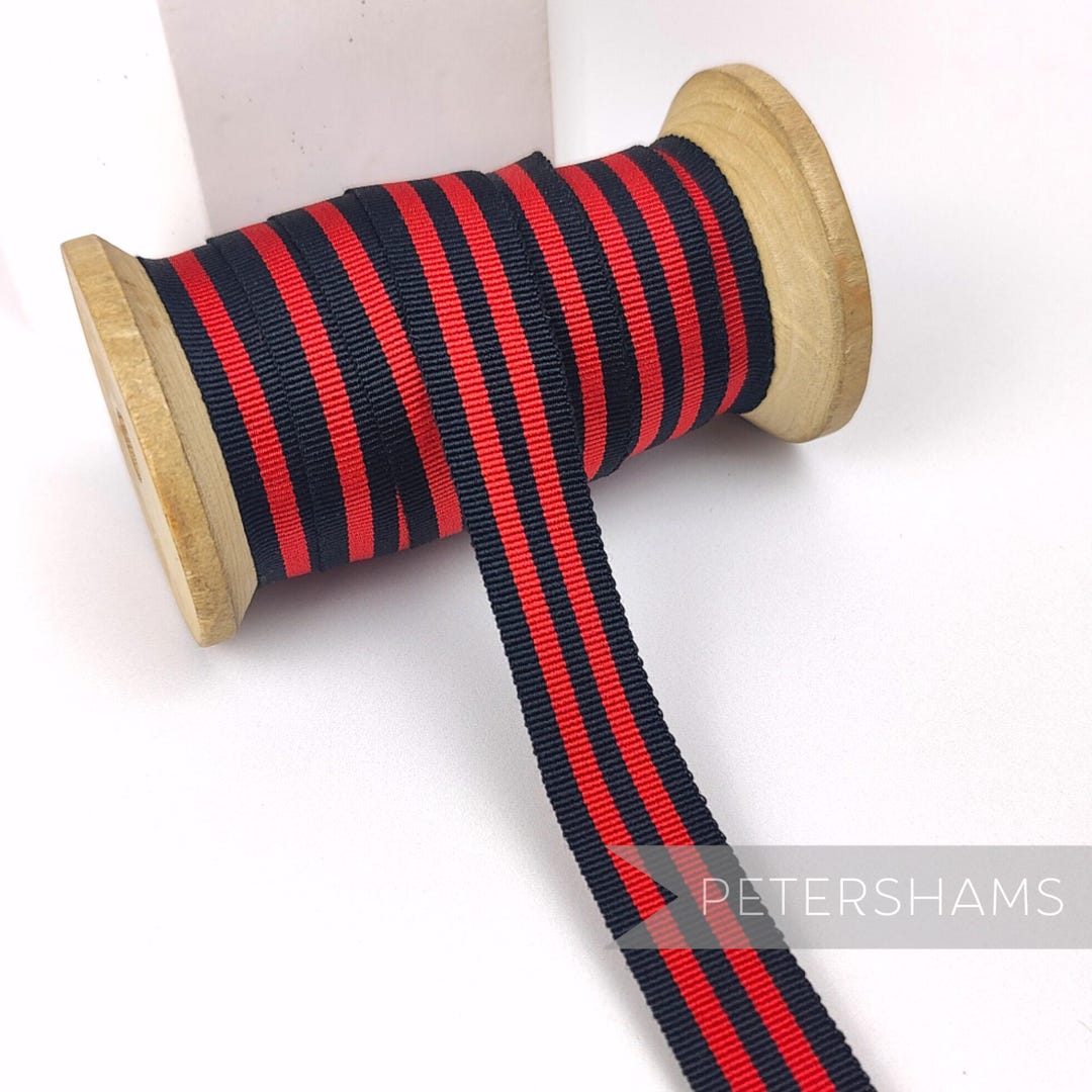 Grogram Cloak Vintage 16mm Striped Grosgrain Ribbon for Hat Making 1m - Black & Red ...