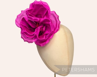 Cerise Silk 'Danielle' Large 15cm Rose Millinery Fascinator Flower Hat Mount
