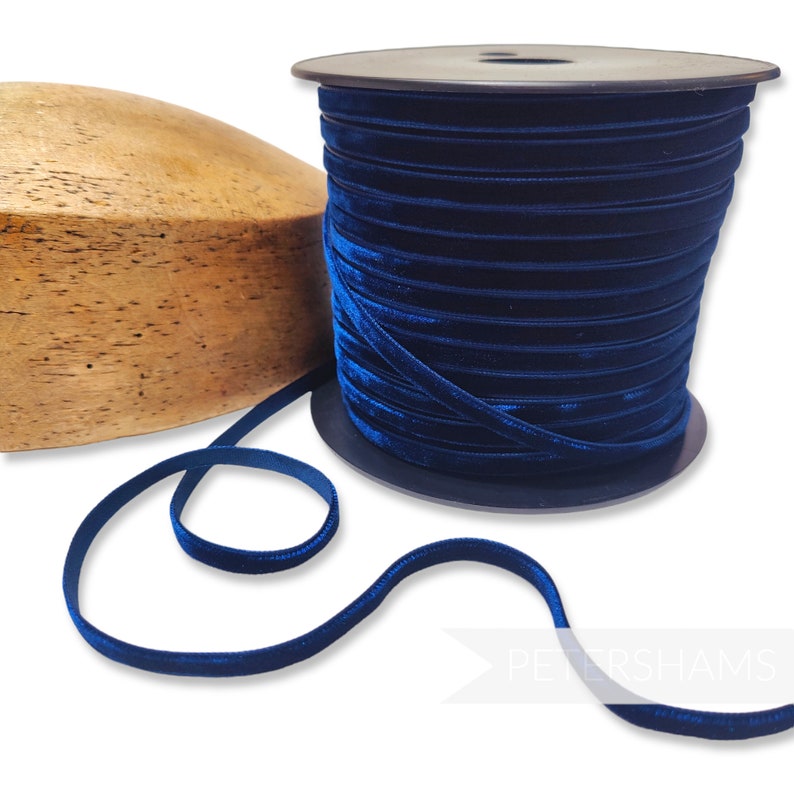 7mm French Velvet Ribbon 1m For Crafting, Hat Trimming and Dressmaking Navy Blue image 1