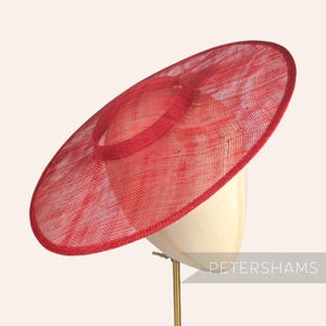Cartwheel Sinamay Fascinator Hat Base for Millinery & Hat Making - Poppy Red